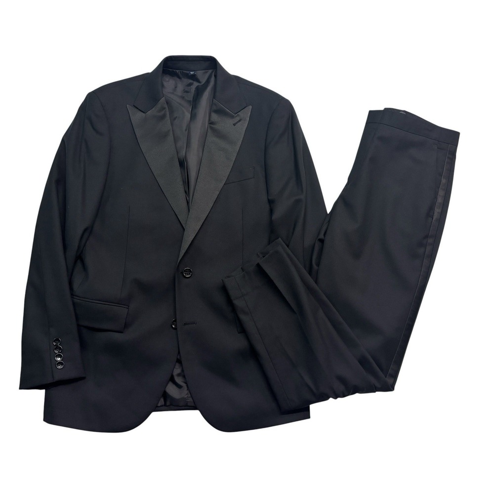 J Crew 40R 32x30 Black Thompson Tuxedo 2pc Pant Suit Tux Formal Wool Satin Mens